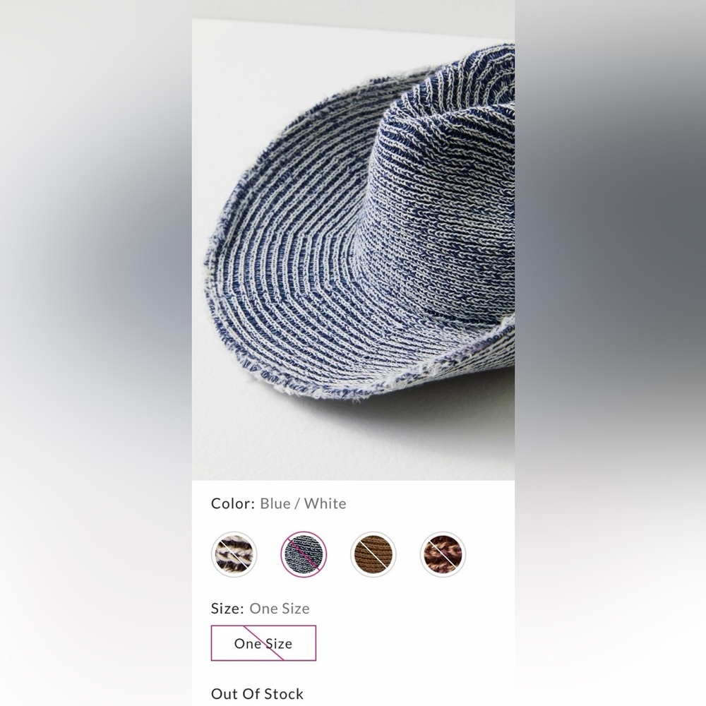 Free People ~ ‘Dylan Distressed Cowboy Hat’ Navy Blue/White ~ One Size * NWT * - Picture 3 of 16
